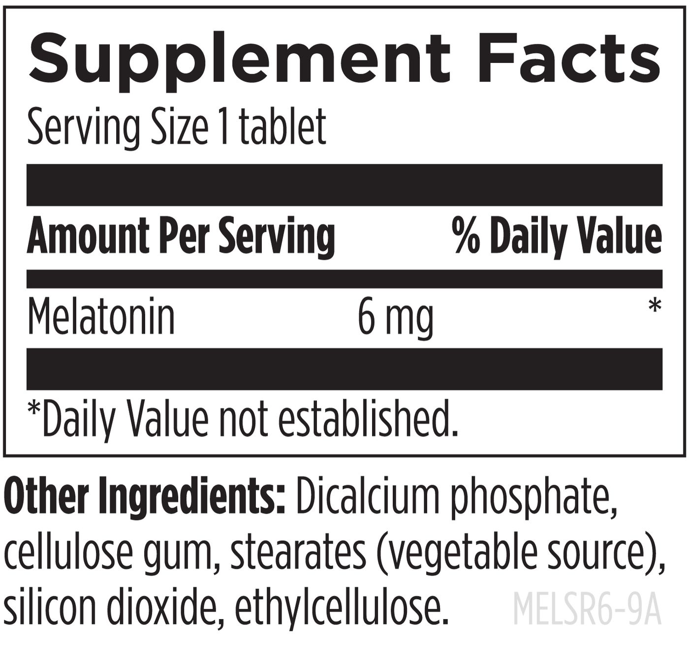 Melatonin SRT - 60 tablets Supplement Facts panel