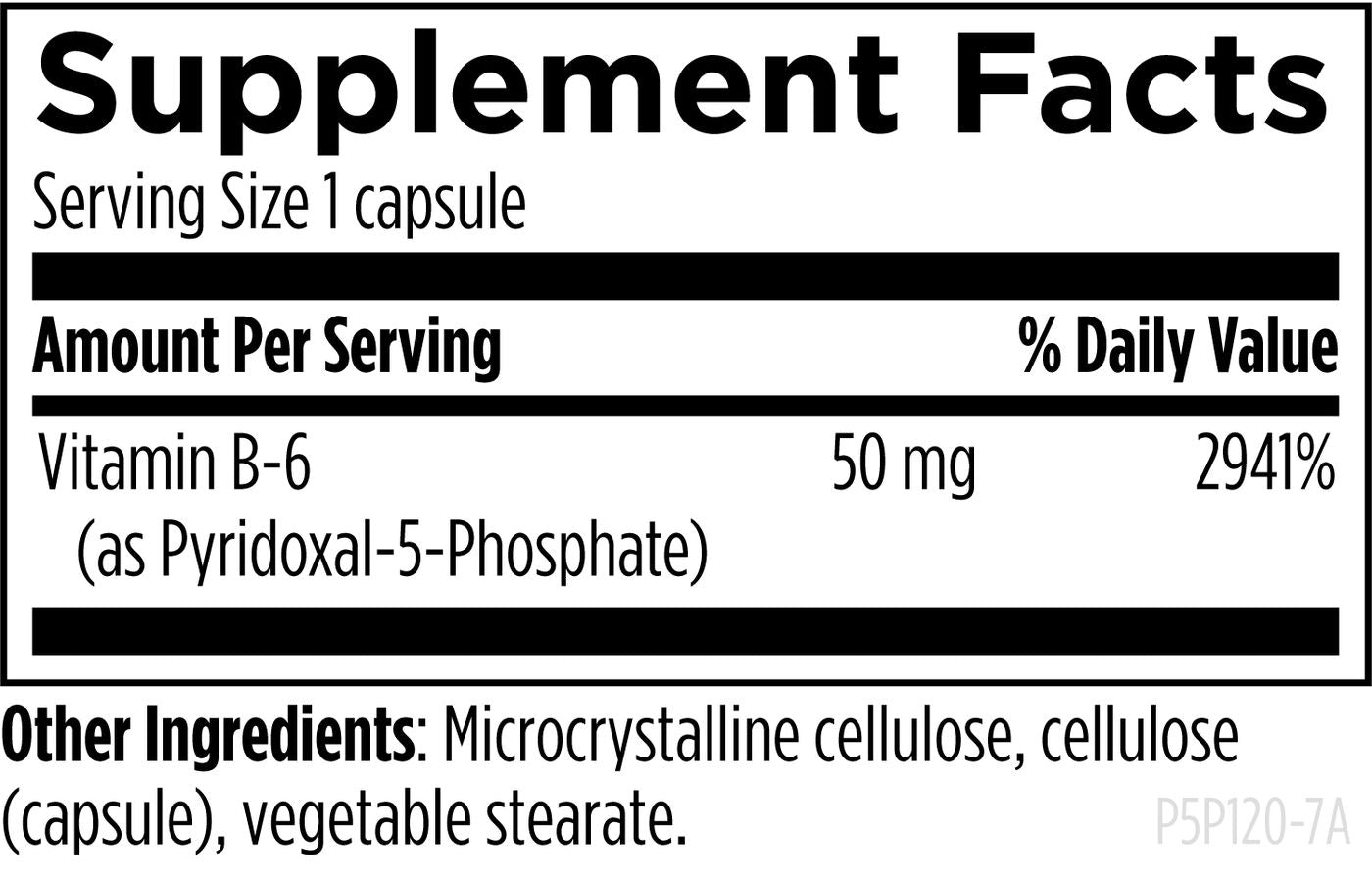 P-5-P - 120 capsules Supplement Facts panel