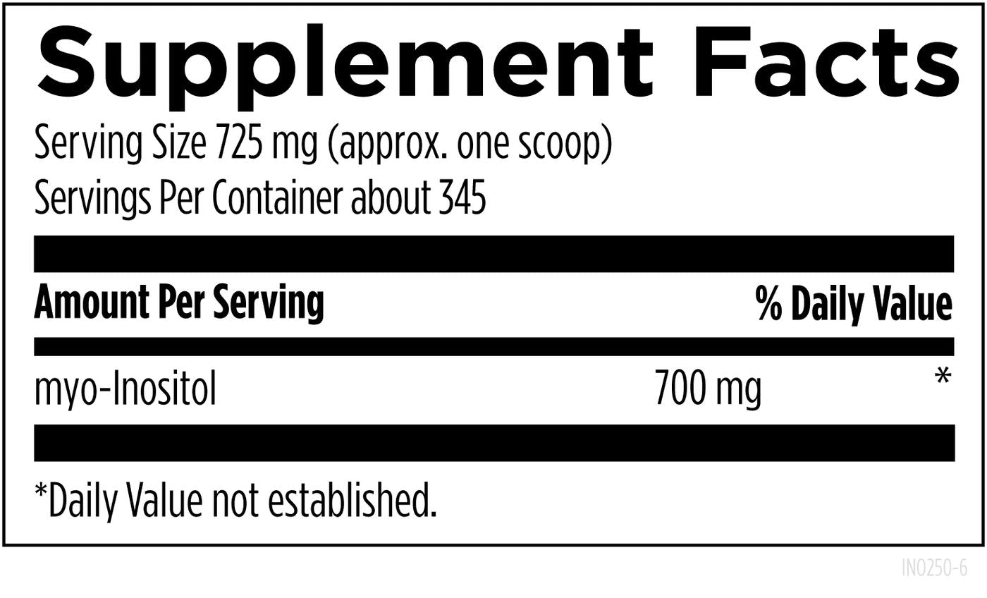 Inositol Powder - 8.8 oz Supplement Facts panel