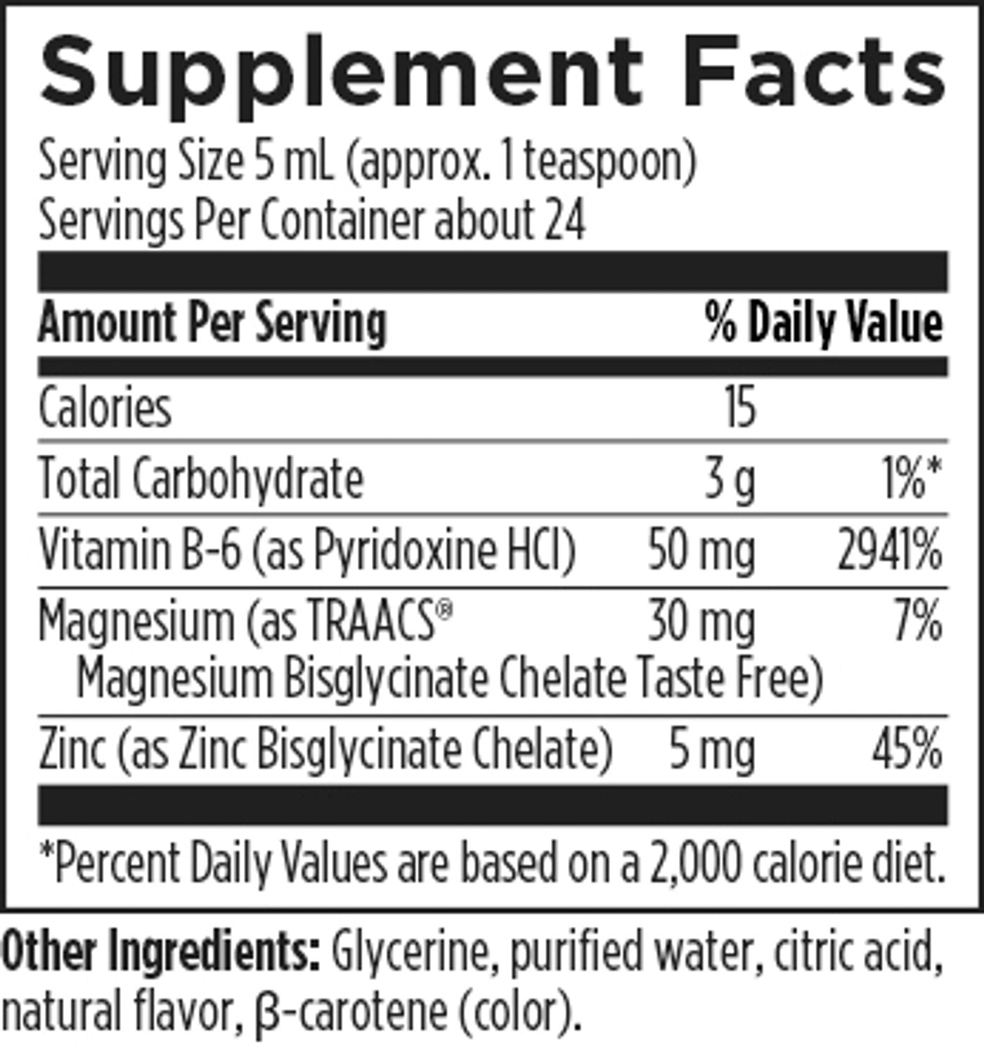 Vitamin B-6 Liquid - 4 oz Supplement Facts panel