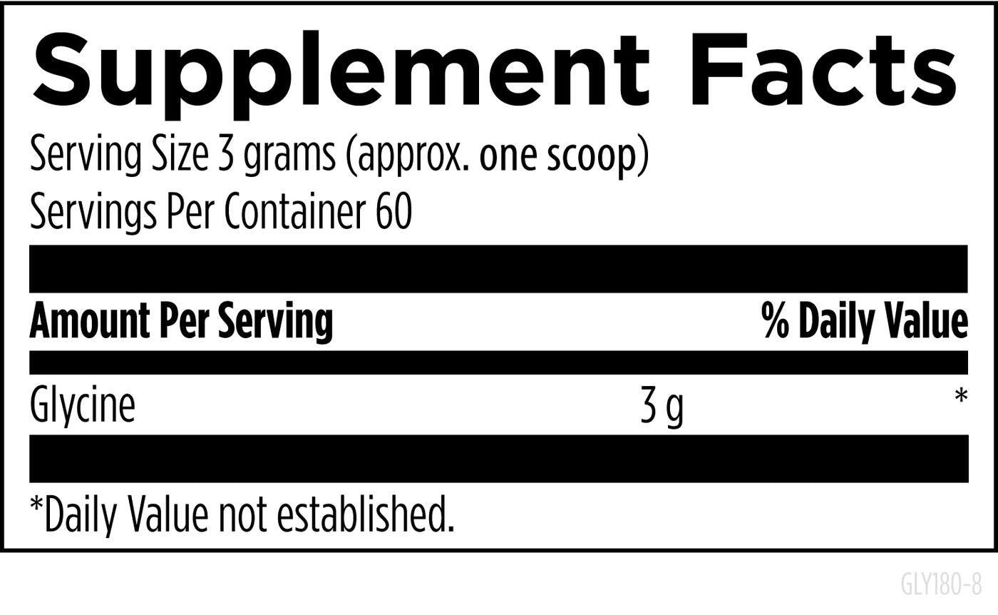 Glycine Powder - 6.3 oz Supplement Facts panel