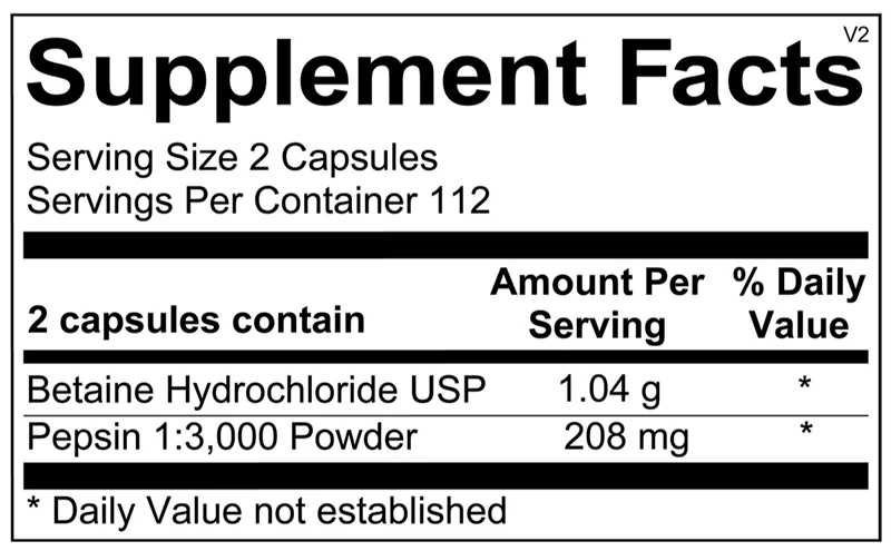 Betaine & Pepsin — Supplement Facts