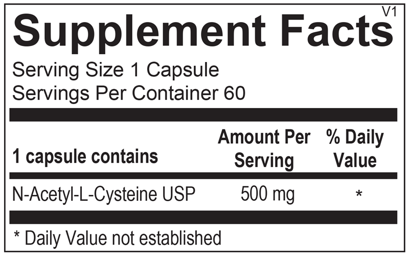 N-Acetyl Cysteine (NAC) — Supplement Facts