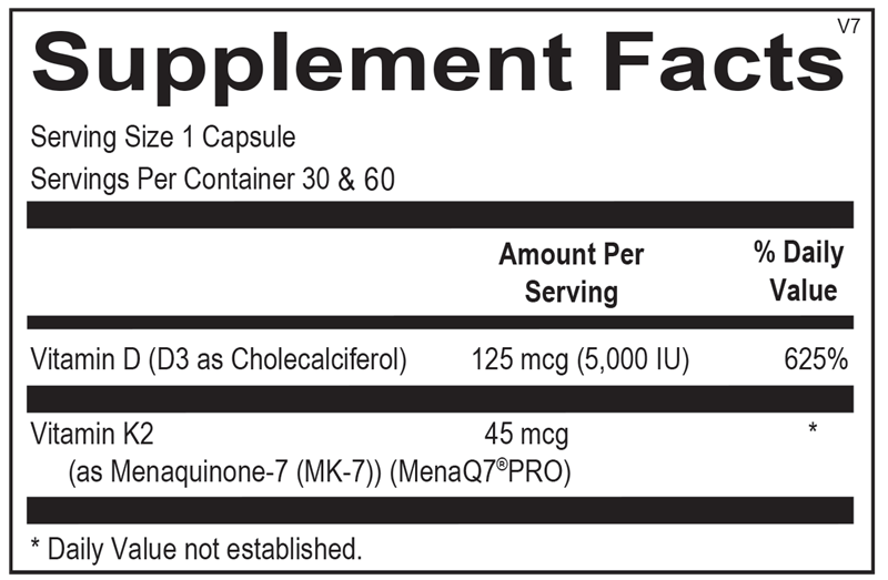 Vitamin K2 with D3 5,000 IU — Supplement Facts