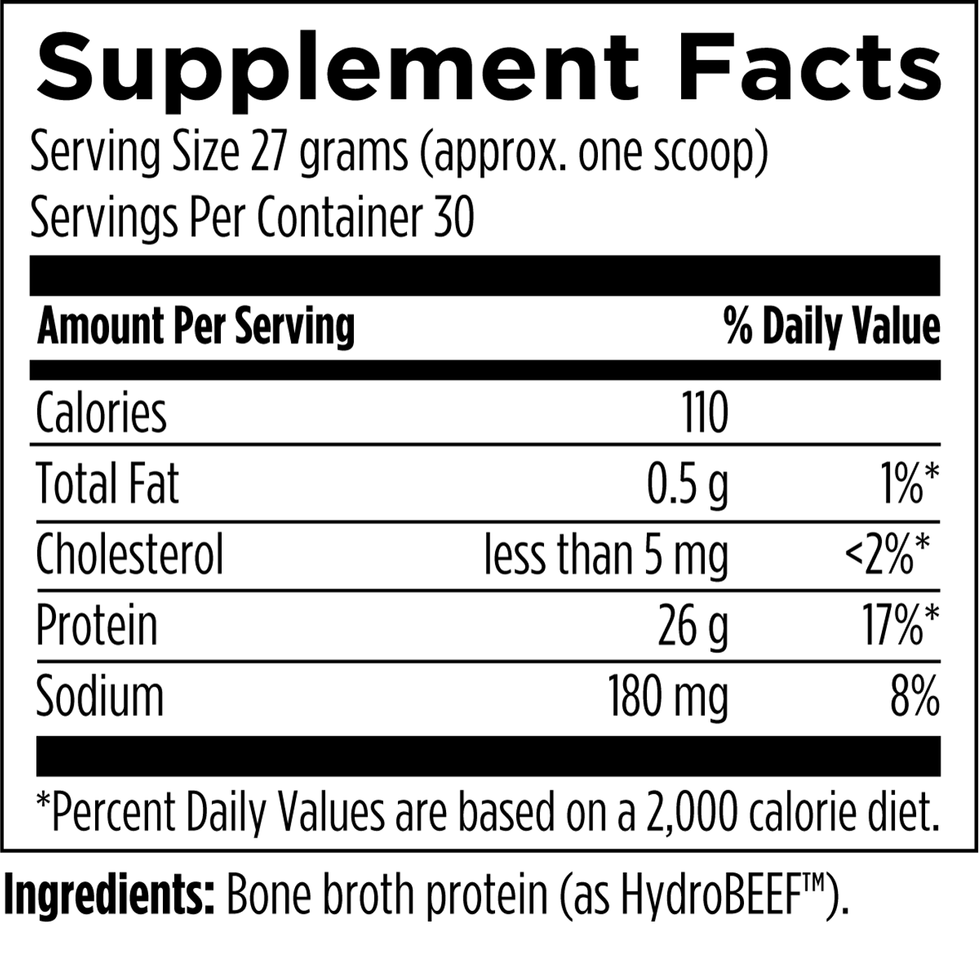 Pure Paleo Protein Unflavored - 810 g Supplement Facts panel