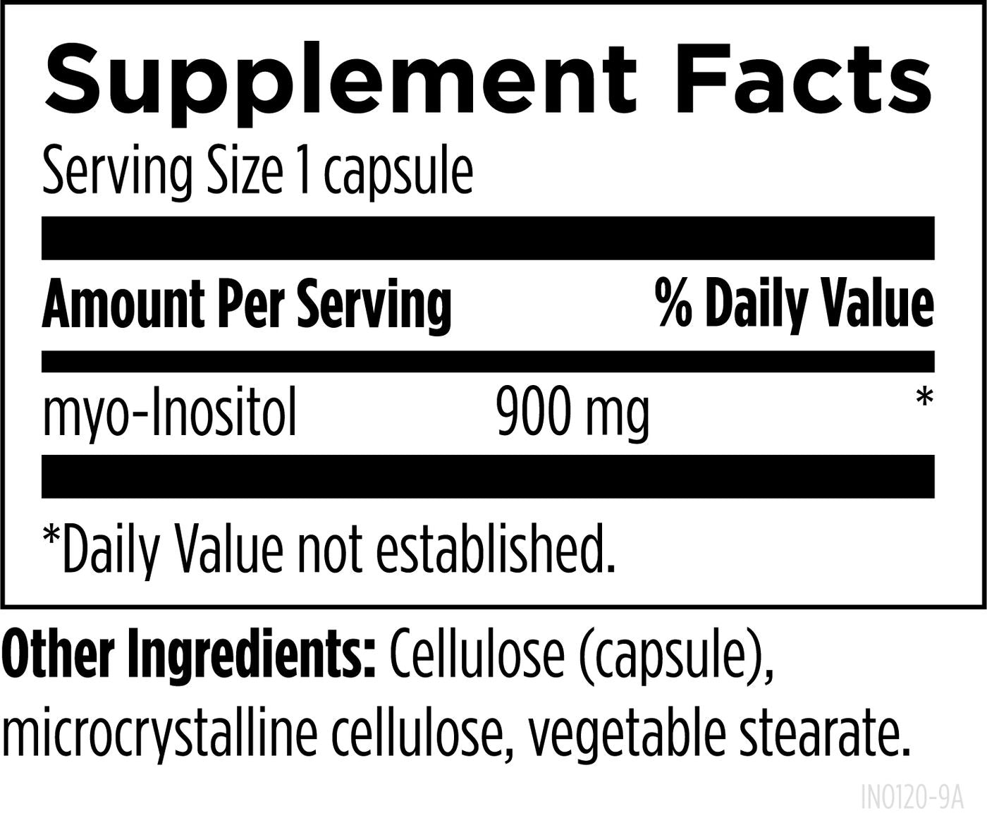 Inositol - 120 capsules Supplement Facts panel